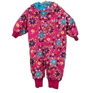 Hanna Andersson Pink Floral Hooded Snowsuit